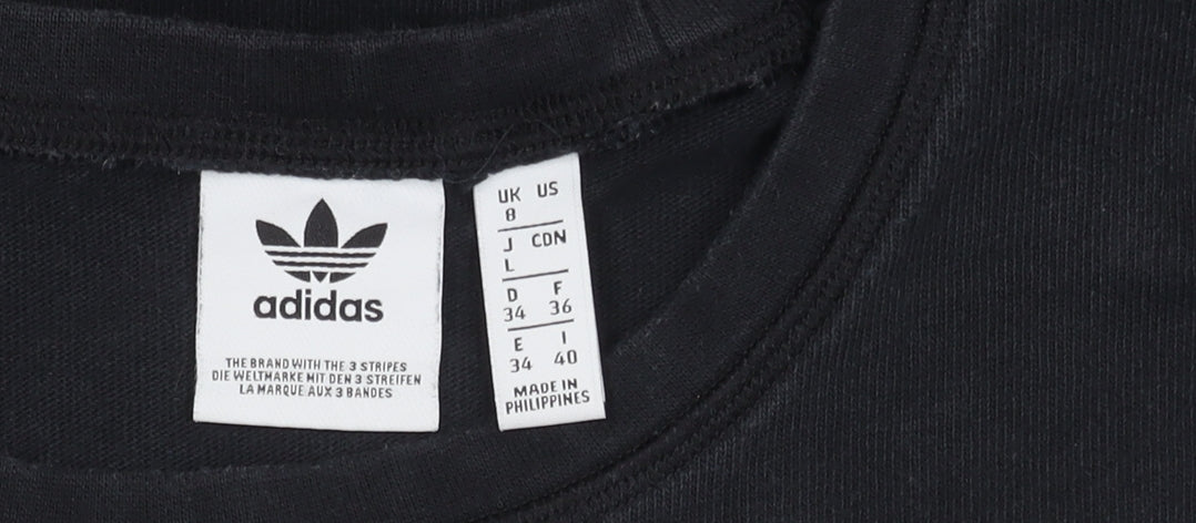 Womens UK Size 8 adidas Black Cropped T-Shirt
