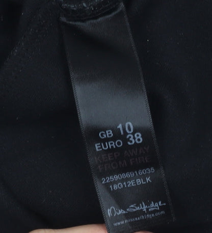 Miss Selfridge Women Black Bodycon Mini Dress Size 10