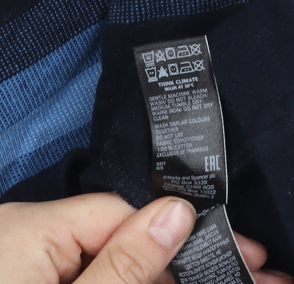 Marks and Spencer Men's Black Regular Fit Striped T-Shirt