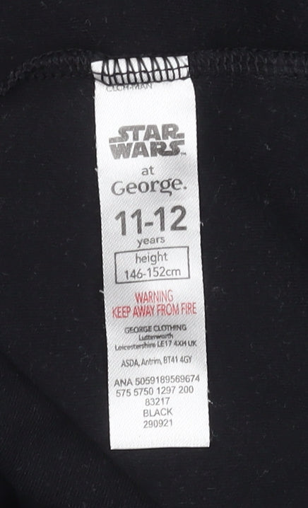 George Boys Black Star Wars T-Shirt 11-12 Years