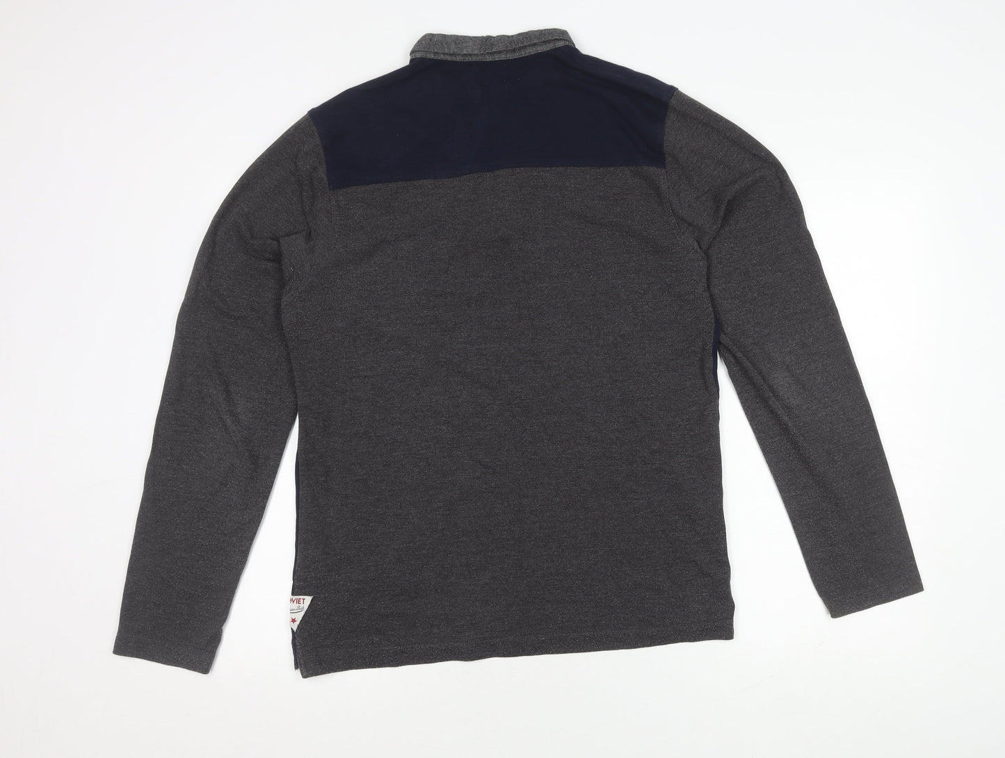 Soviet Men's Medium Blue Long Sleeve Colourblock Polo