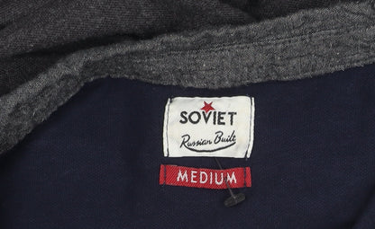 Soviet Men's Medium Blue Long Sleeve Colourblock Polo