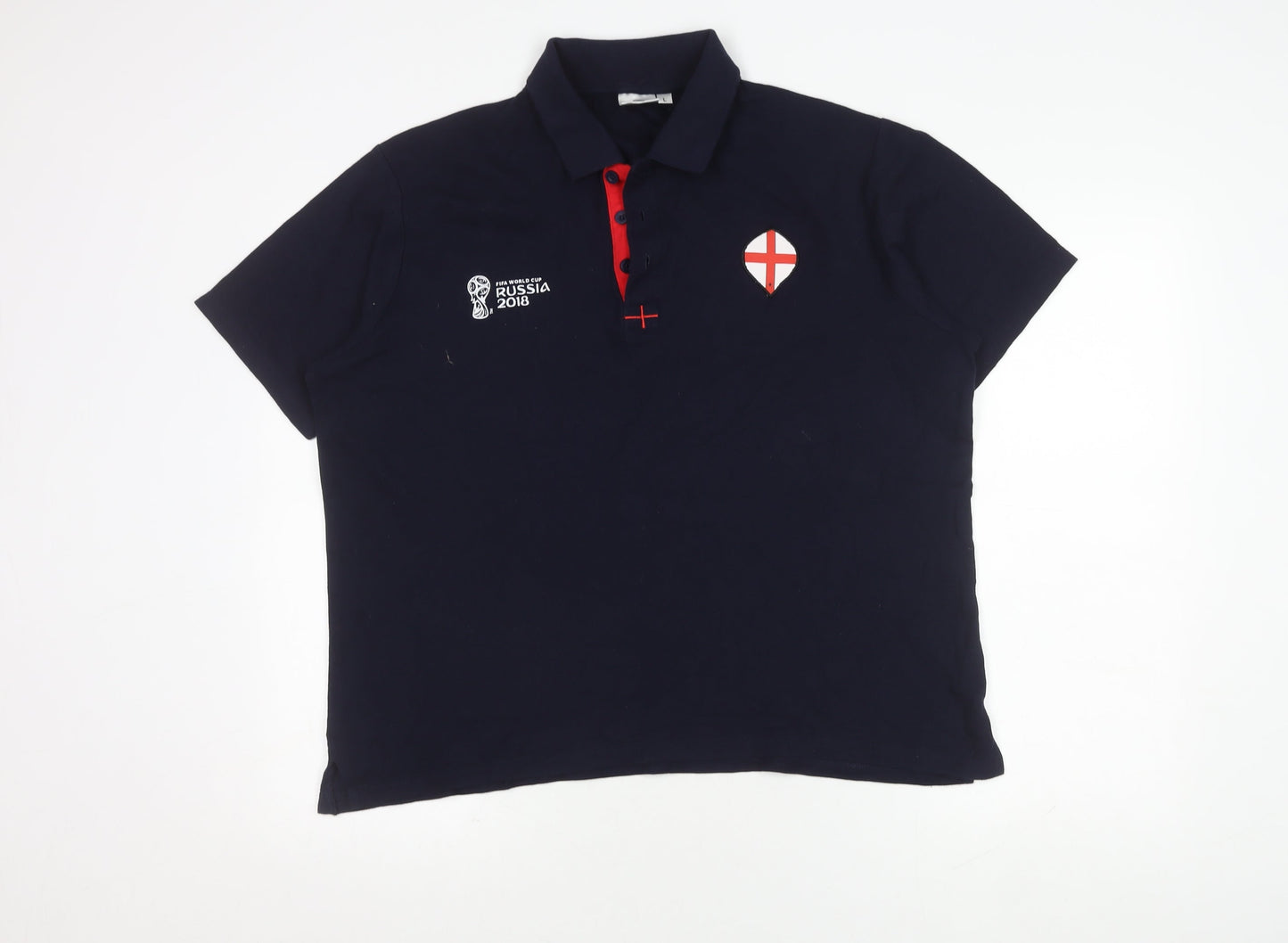 Men's Blue England Polo Shirt, L - Short Sleeve, Sport