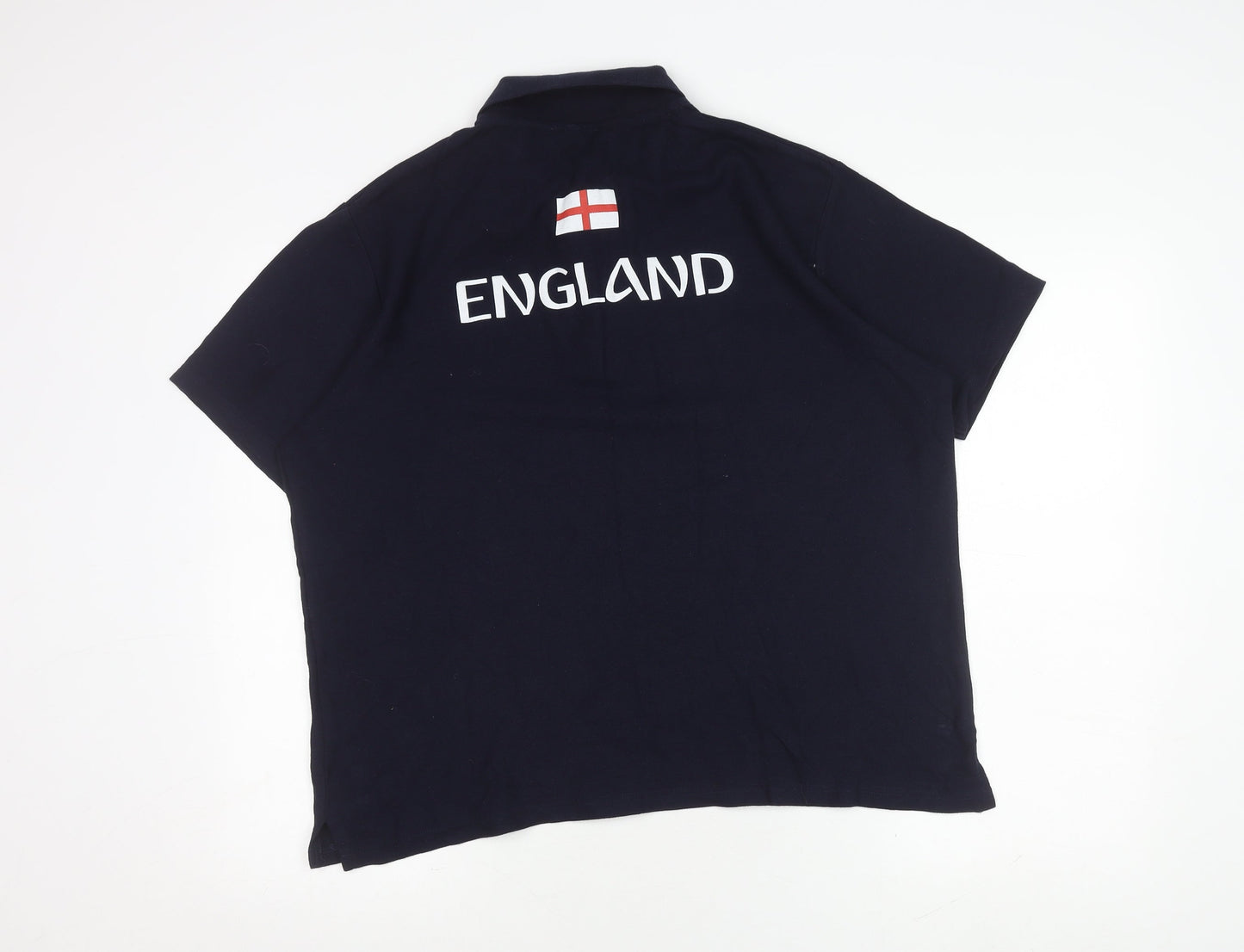 Men's Blue England Polo Shirt, L - Short Sleeve, Sport