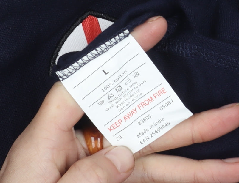 Men's Blue England Polo Shirt, L - Short Sleeve, Sport