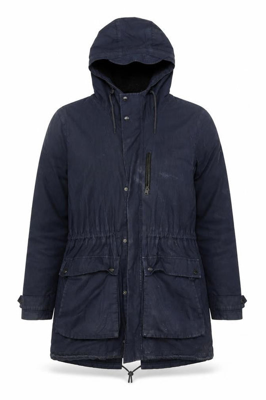Original Penguin Women's Blue Parka Jacket M with Hood