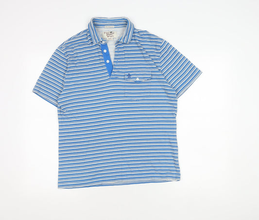 Penguin Men's Blue Striped Polo Shirt - Slim Fit