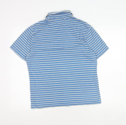 Penguin Men's Blue Striped Polo Shirt - Slim Fit