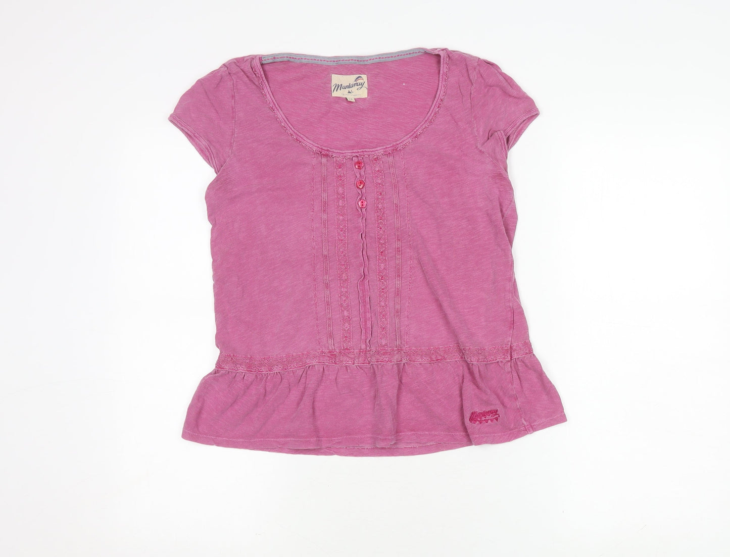 Mantaray Women's Pink Scoop Neck T-Shirt Size 14