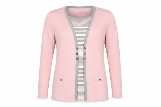 Womens UK Size 16 Bonmarché Pink Cardigan Blouse
