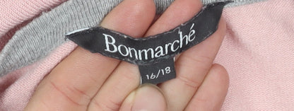 Bonmarché Women's Pink Striped Long Sleeve Cardigan 16