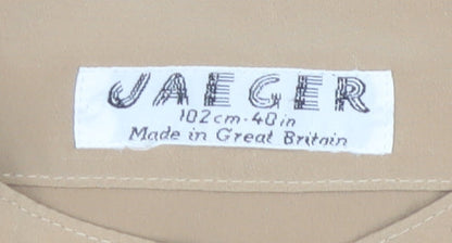 Jaeger Women Beige Ruffle Blouse, Size 12, Vintage