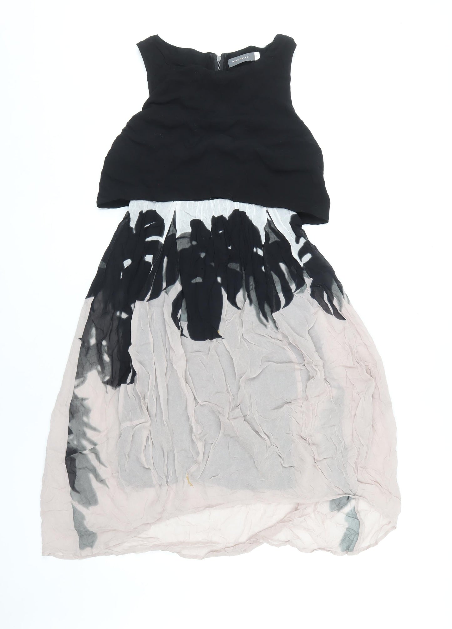 Mint Velvet Women's Hi-Low Dress in Black, Ivory Size 10