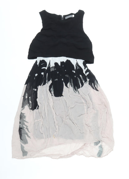 Mint Velvet Women's Hi-Low Dress in Black, Ivory Size 10