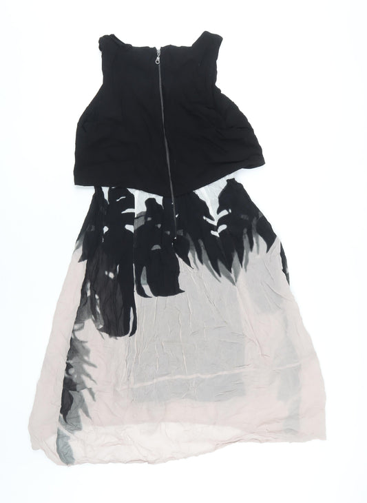 Mint Velvet Women's Hi-Low Dress in Black, Ivory Size 10