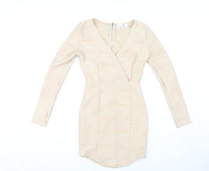 Urmoda Women's Beige XS Bodycon Party Dress