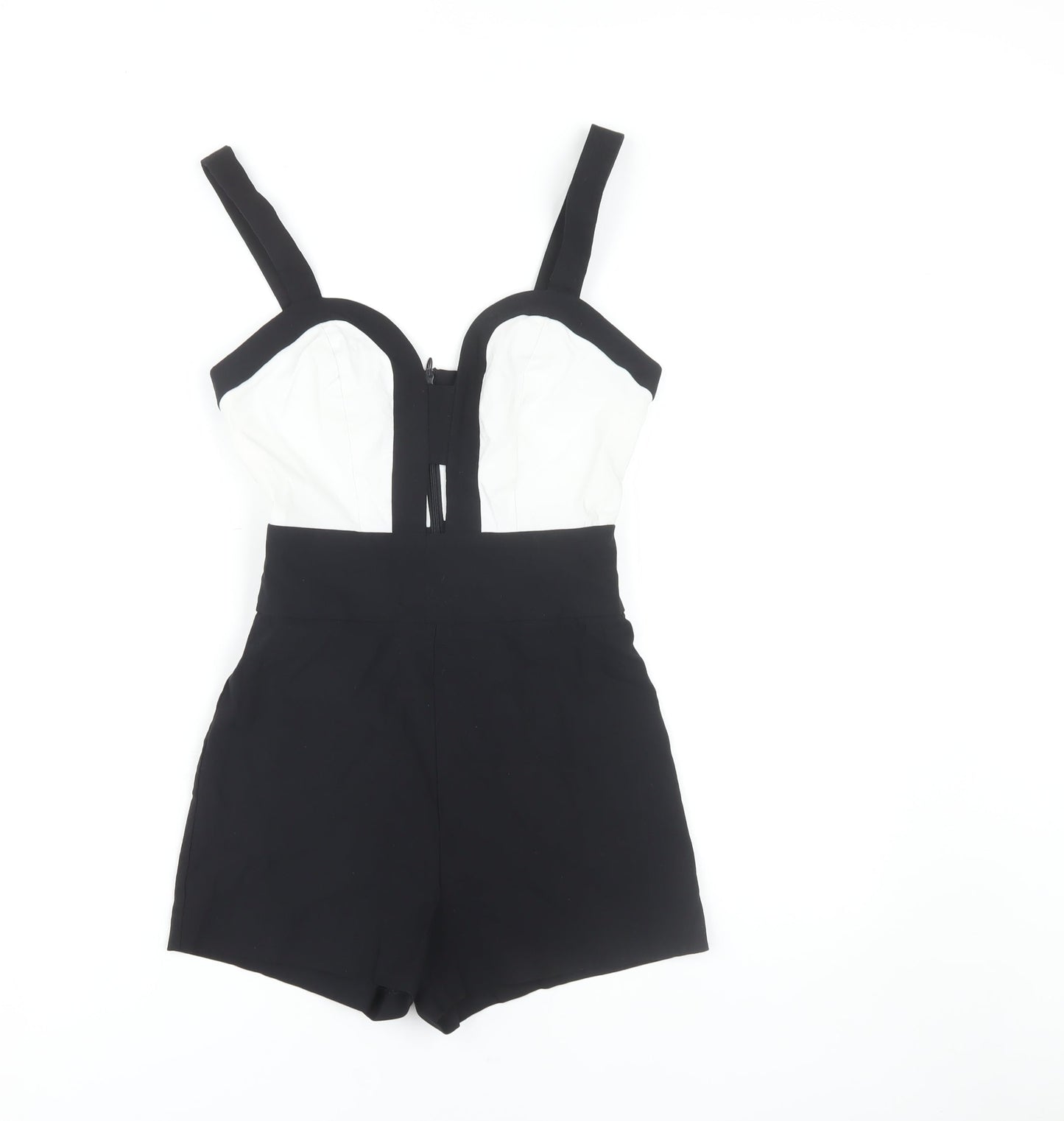 Miss Selfridge Women's Black & White Sleeveless Playsuit UK 8