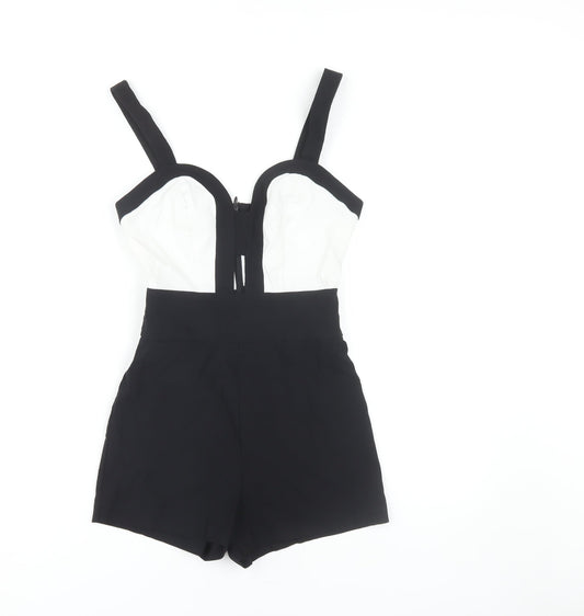Miss Selfridge Women's Black & White Sleeveless Playsuit UK 8