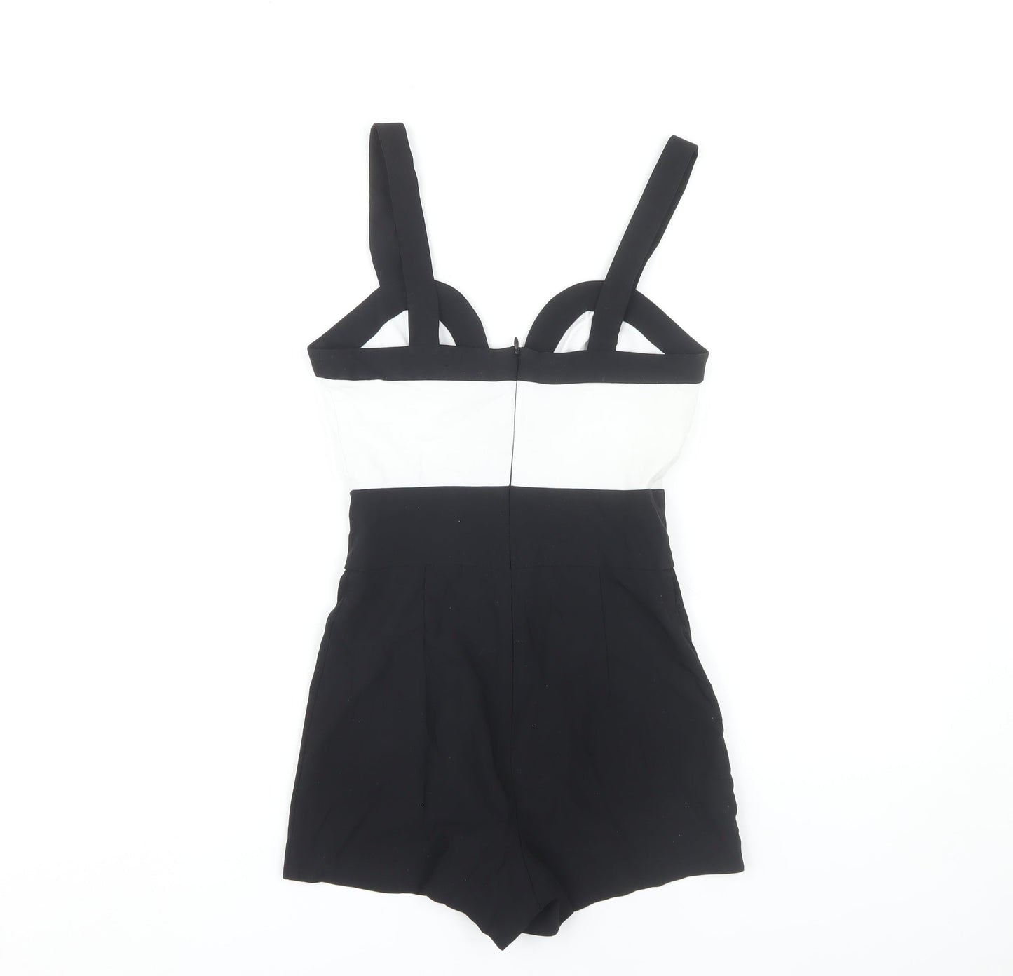 Miss Selfridge Women's Black & White Sleeveless Playsuit UK 8