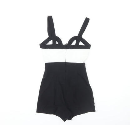 Miss Selfridge Women's Black & White Sleeveless Playsuit UK 8