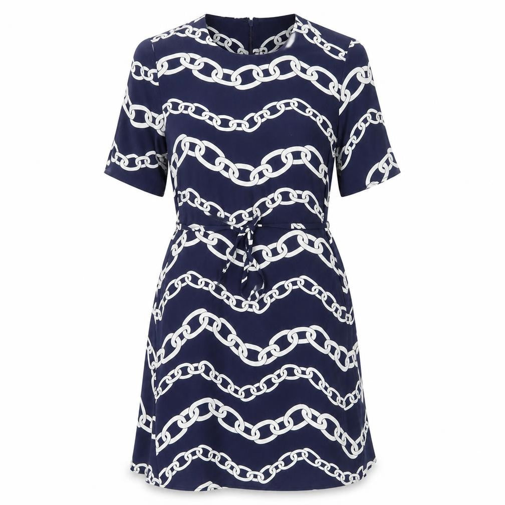 Warehouse Women's Blue Geometric A-Line Dress