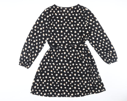 Wallis Women's Black Floral Wrap Dress Size 16