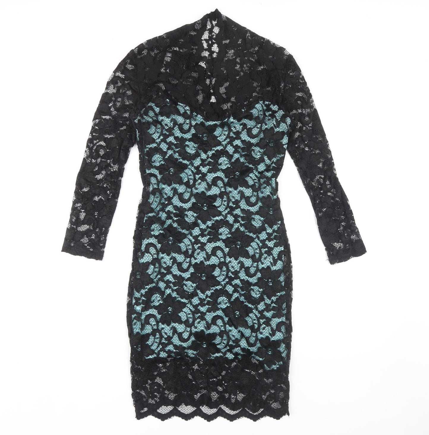 Jane Norman Women's Black Blue Lace Dress Size 10