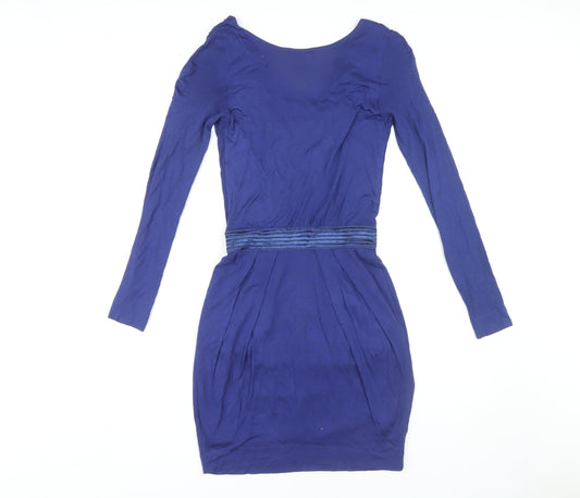 MNG Women's Blue Casual Long Sleeve Dress, S