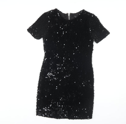 Topshop Women’s Black Sequin Bodycon Party Dress Size 6