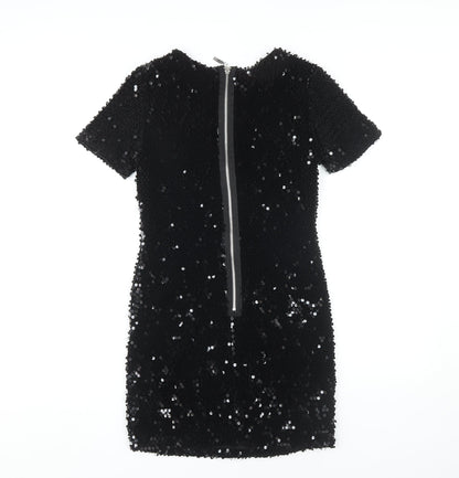Topshop Women’s Black Sequin Bodycon Party Dress Size 6