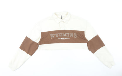 Womens UK Size S H&M Brown Cropped Polo