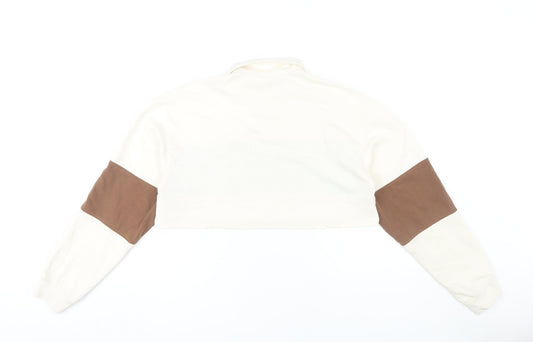 Womens UK Size S H&M Brown Cropped Polo