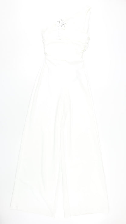 Zara Women's White One Shoulder Jumpsuit, XS