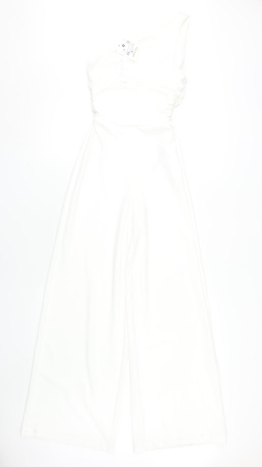 Zara Women's White One Shoulder Jumpsuit, XS