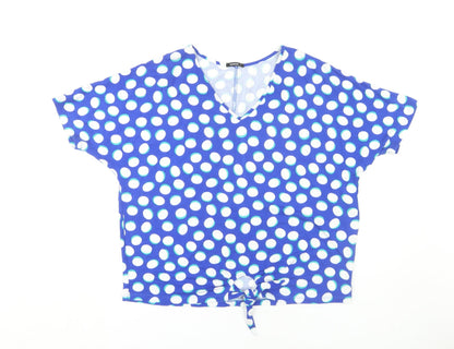 Womens UK Size 12 Roman Blue Basic Blouse