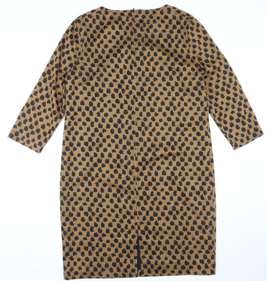 Jaeger Women's Brown Animal Print Shift Dress Size 14