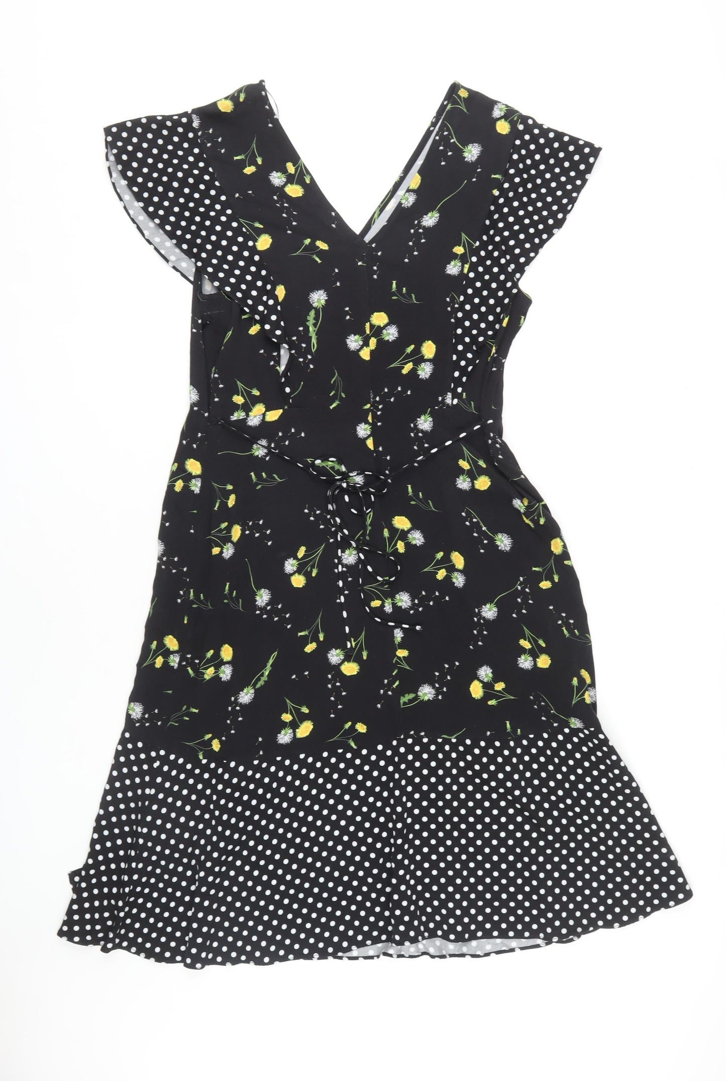 Next Women's Black Floral Wrap Dress Size 14