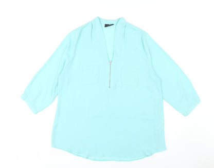 Womens UK Size XL Wallis Blue Tunic Blouse