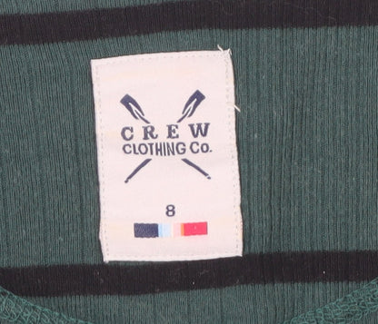 Crew Clothing Co. Women's Green Striped T-Shirt, Size 8
