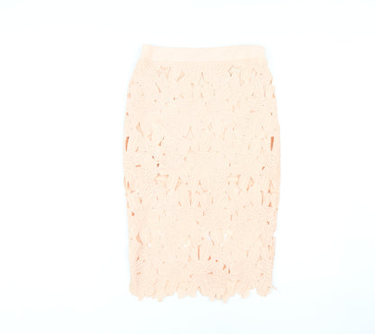 Forever 21 Women's Ivory Floral Lace Pencil Skirt S