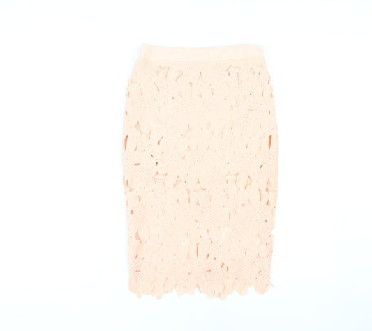 Forever 21 Women's Ivory Floral Lace Pencil Skirt S