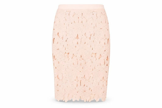 Forever 21 Women's Ivory Floral Lace Pencil Skirt S