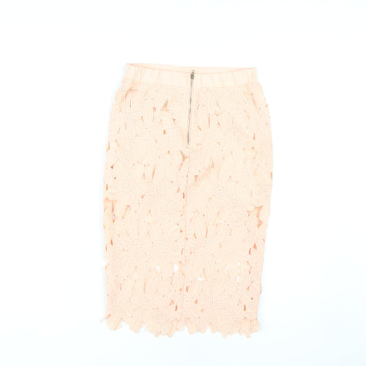 Forever 21 Women's Ivory Floral Lace Pencil Skirt S