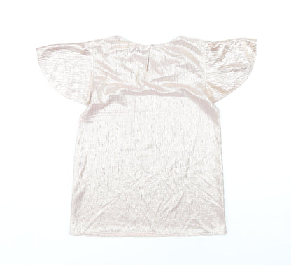 John Lewis Gold Girls T-Shirt, 10 Years, Short Sleeve