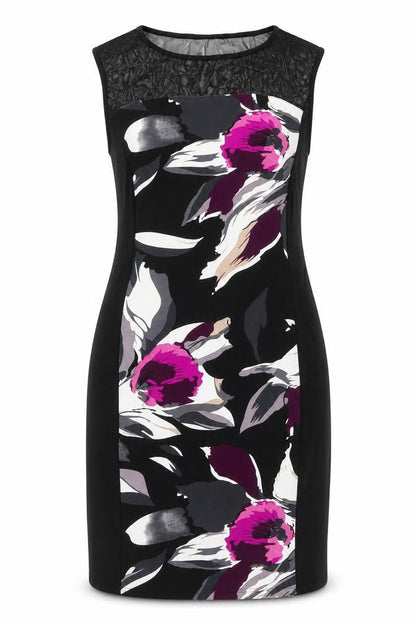 Roman Women’s Black Floral Sheath Dress Size 16