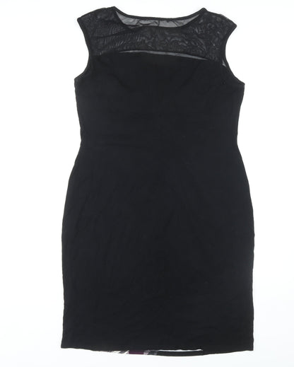 Roman Women’s Black Floral Sheath Dress Size 16
