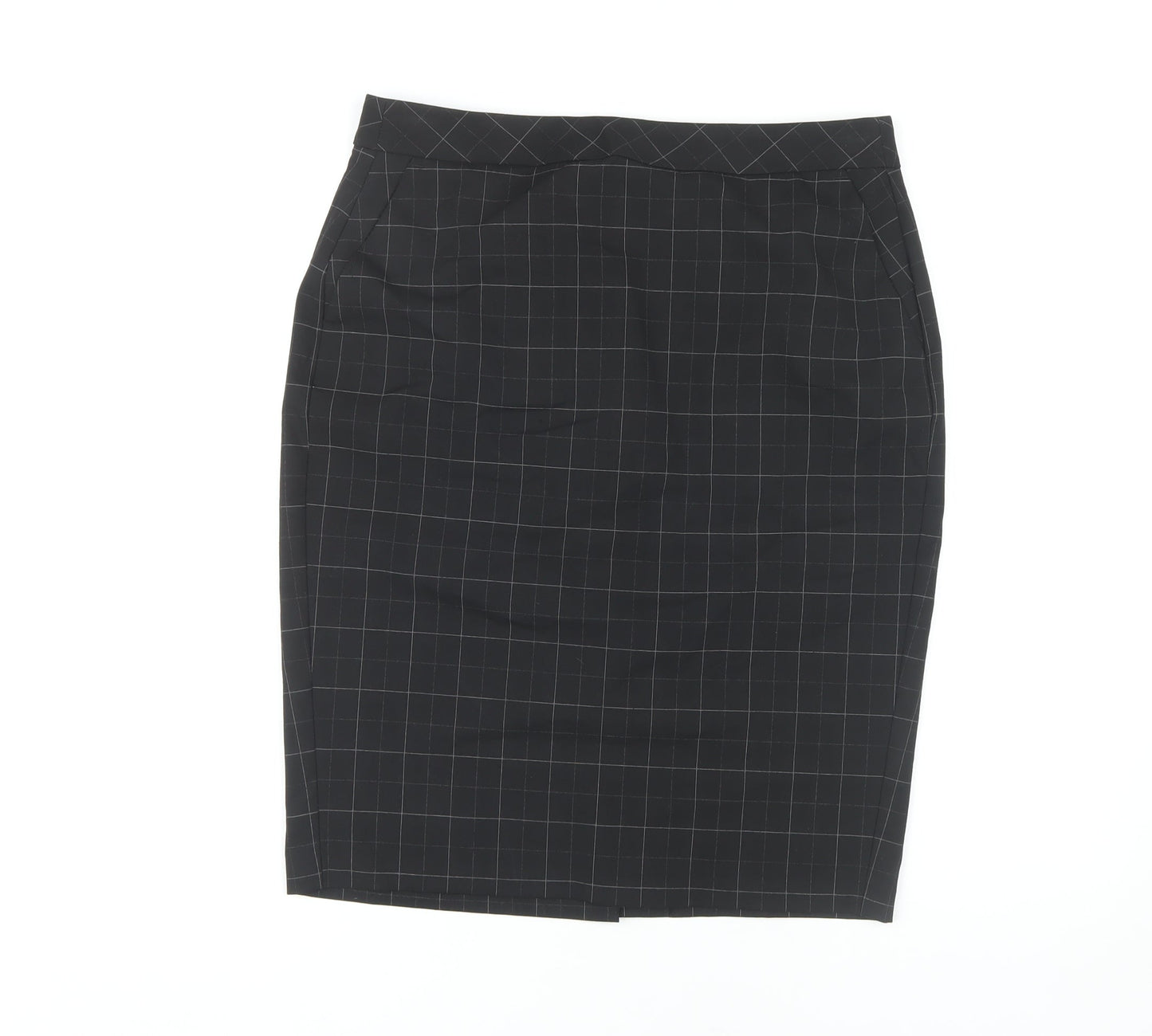 Marks and Spencer Black Check Pencil Skirt - UK 12