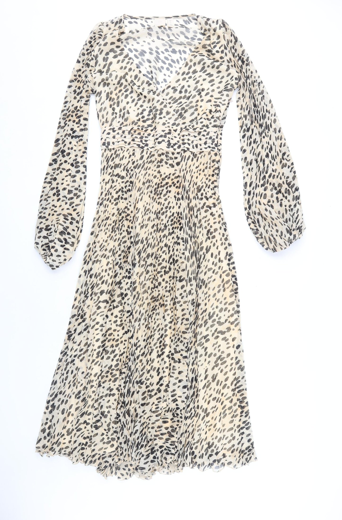 H&M Women Beige Animal Print V-Neck Dress Size 6