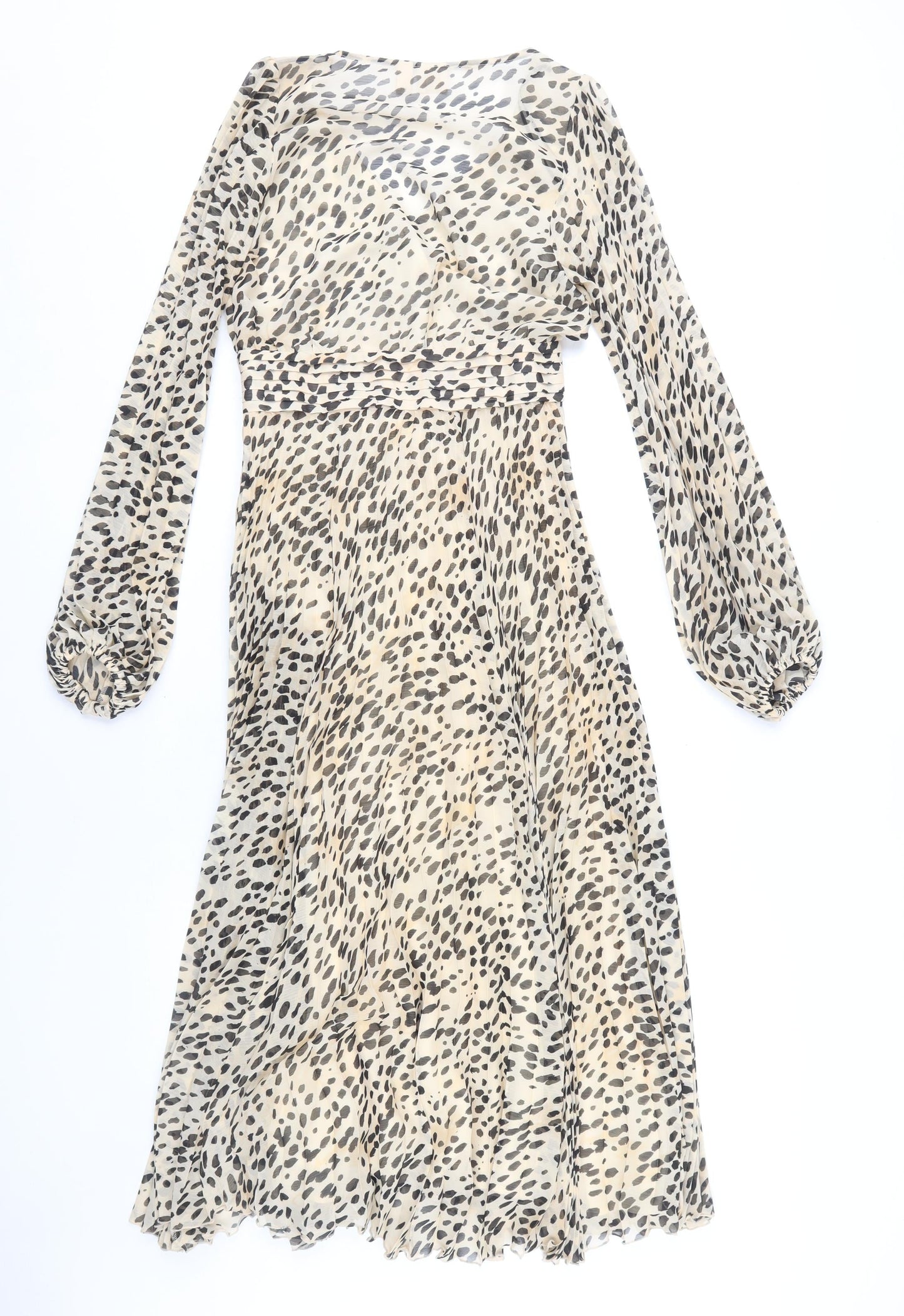 H&M Women Beige Animal Print V-Neck Dress Size 6