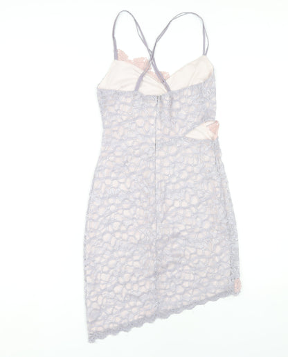 Topshop Women's Ivory Lace Midi Slip Dress UK 8